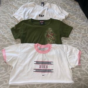 3 vintage cropped tees (nike, harley, gap)